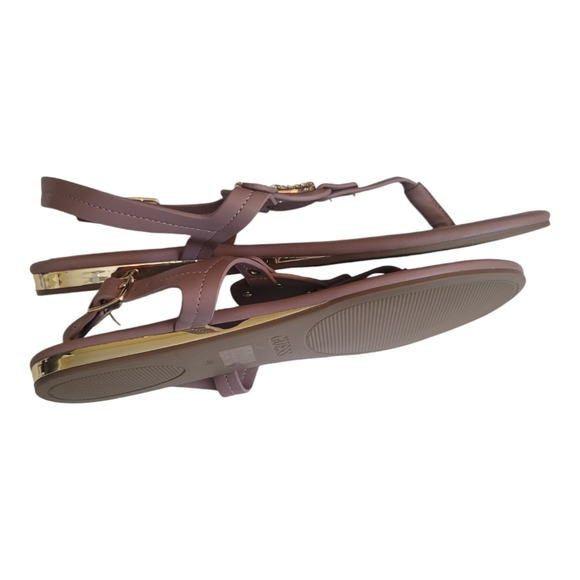 Guess Los Angeles Medna Rhinestone T-Strap Rose Gold Open Toe Sandal, Size 7M - Picture 4 of 15